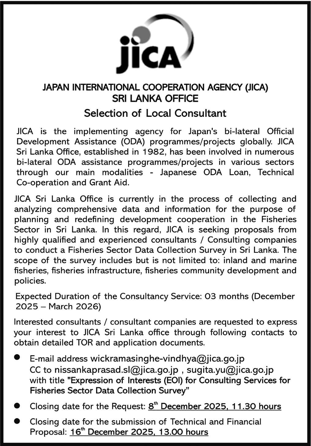 Local Consultant - Japan iternational Cooperation agency 