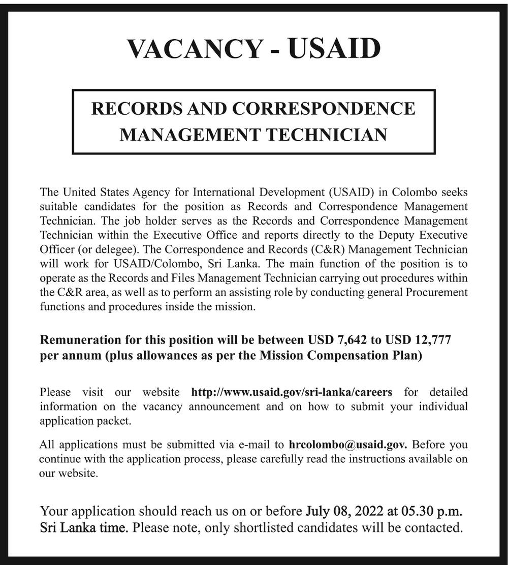 Records and Correspondence Management Technician - The United States Agency for International Development (USAID)