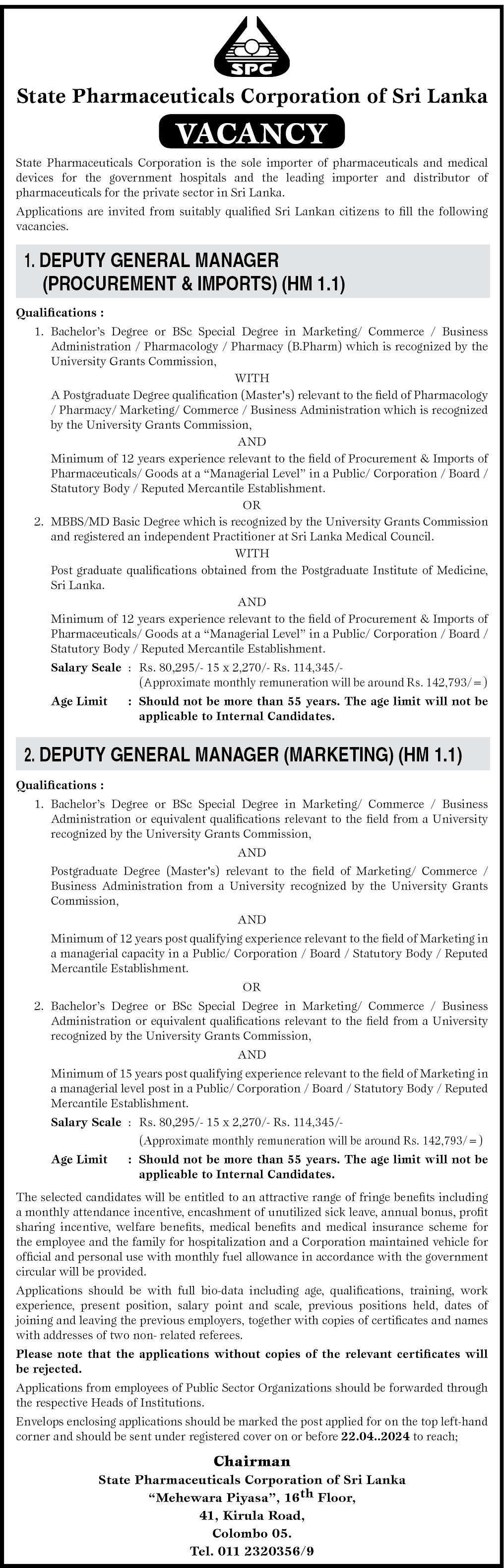 Deputy General Manager - State pharmaceuticals Corporation of Sri Lanka