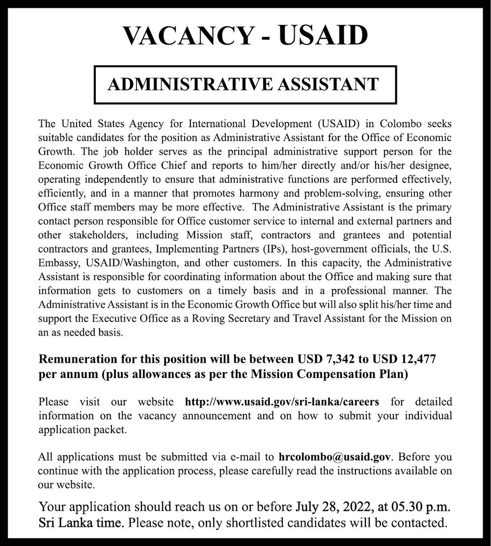 Administrative Assistant- United States Agency for International Development