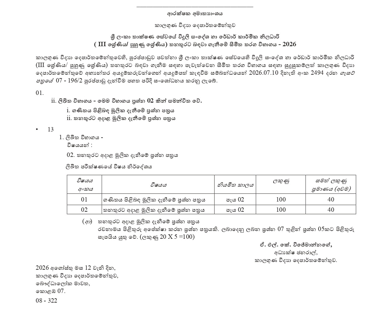Telecommunications and Radar Technical Officer - Amendments - Department of Meteorology